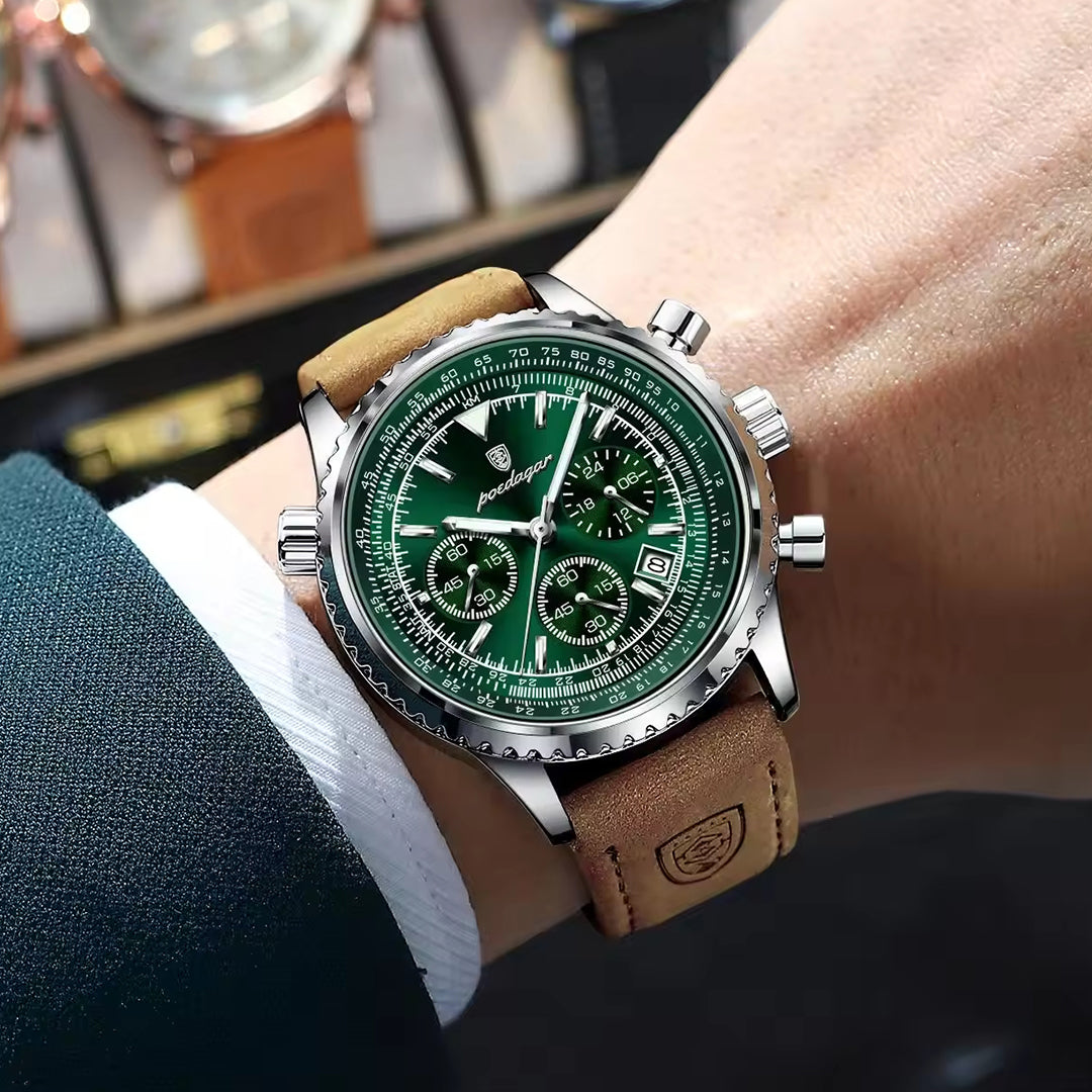 Reloj Poedagar Chrono Leather Green (43mm)